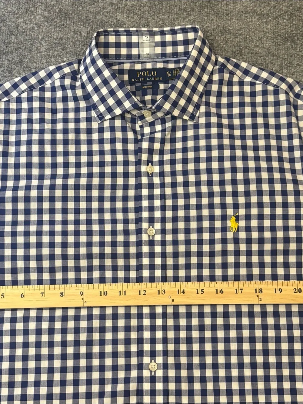 Polo Ralph Lauren Navy and White Gingham Button Down Non-Iron Men’s Sz XL